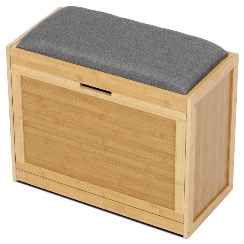 Botník, masiv bambus, přírodní odstín, šedá látka (DR-N1014 GREY2)