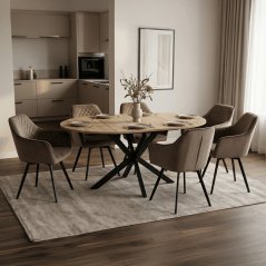 Moderní jídelní stůl s rozkladem 120-160x120 cm, melamin, dub, DT-I1120 OAK