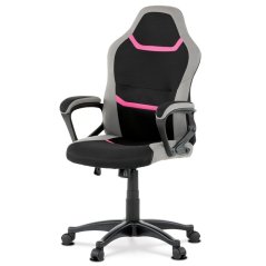 Kancelářská a herní židle, potah růžová, šedá a černá látka, houpací mechanismus (KA-L611 PINK)