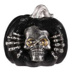 Dýně s lebkou - Halloween, magnesium, LED osvětlení (KEO102)