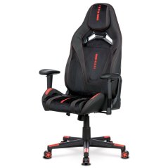 Herní křeslo ERACER, černá sametová látka a ekokůže, houpací mechanismus, opěrák (KA-F07 RED)