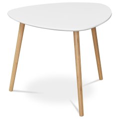 Konferenční stůl 55x55x45 cm, MDF bílá deska, nohy bambus přírodní odstín (AF-1134 WT)