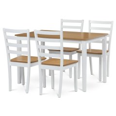 Set moderní jídelní stůl se židlemi 1 + 4, rozměr stolu 120x75x75 cm, MDF, dýha, masivní nohy, moření dub (VESPA OAK)