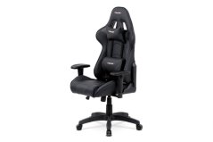 Kancelářská židle houpací mechanismus, černá koženka, plastový kříž (KA-F03 BK)