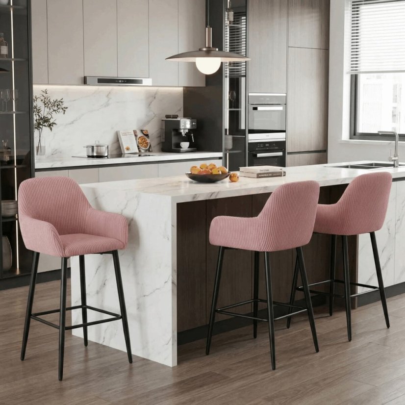 Barová židle růžová, látka, AUB-V4009 PINK6