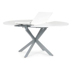 Moderní jídelní stůl s rozkladem 120-160x120 cm, melamin, bílá, DT-I1120 WT