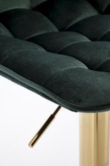 Barová židle H120 nohy - zlatá, sedák - tmavě zelená