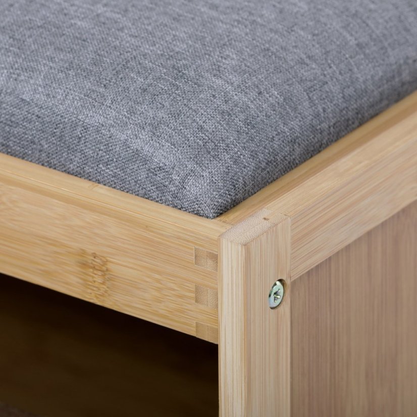 Botník, masiv bambus, přírodní odstín, šedá látka (DR-N1014 GREY2)