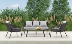 Set zahradního nabytku ROCCA ( křeslo + zahradní židle 2x + konferenční stolek ), tmavě šedá, světle šedá