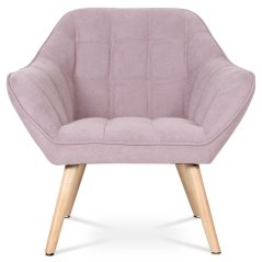 Křeslo, potah starorůžová látka, dřevěné nohy, masiv kaučukovník (AK-321 PINK2)