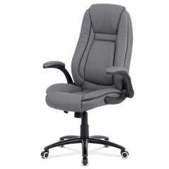Kancelářská židle, šedá ekokůže, kříž kov černý, houpací mechanismus (KA-G301 GREY)