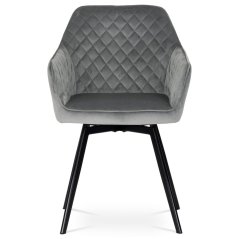 Moderní jídelní židle, potah šedá sametová látka, kovové nohy, černý matný lak (DCH-425 GREY4)
