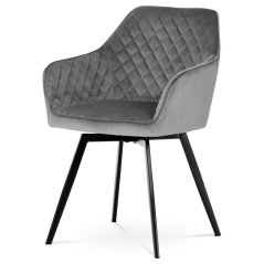Moderní jídelní židle, potah šedá sametová látka, kovové nohy, černý matný lak (DCH-425 GREY4)