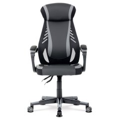 Herní křeslo, šedá, černá ekokůže a černá látka a síťovina MESH, PCA mech (KA-Y213 GREY)