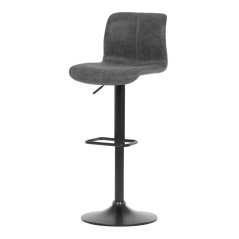 Barová židle, šedá látka v imitaci broušené kůže, černá podnož, výškově stavitelná (AUB-806 GREY3)