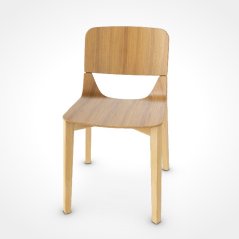 Dřevěná jídelní židle Leaf 311437/110, dub, barva Natural, olej, kluzák černý plast