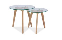 Konferenční stolek OSLO  S2 dub + sklo, 2 V1 50x50 cm
