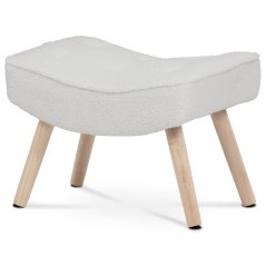 Podnožka, potah bílá látka bouclé, nohy masiv kaučukovník (AK-309P WT2)