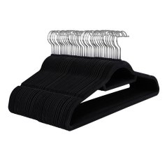 Sametová ramínka plast, černá, ASR-E1050 BK