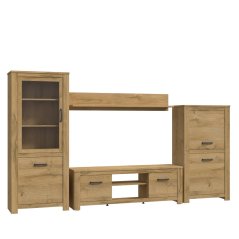 Obývací stěna Havana HVNM01L-D67,334,4x185x42 cm, barva dub