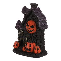 Domeček z magnesia - Halloween, LED osvětl., černý s dýněmi (KEO096)