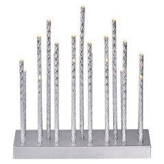 Vánoční dekorace DCAW02 LED svícen stříbrný, 28,5 cm, 3x AA, vnitřní, teplá bílá, časovač