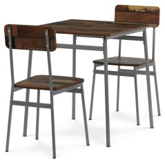 Jídelní set s 2 židlemi 70x70x76cm, mdf, old wood, AUT-O2122 OLW2