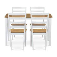 Set moderní jídelní stůl se židlemi 1 + 4, rozměr stolu 120x75x75 cm, MDF, dýha, masivní nohy, moření dub (VESPA OAK)