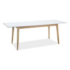 Rozkládací jídelní stůl CESAR 120-165x68 bílá mat, dub