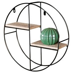 Nástěnné polička  36 cm, MDF, dekor dub, kov černý mat (P-063 OAK)