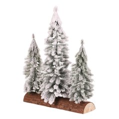 Vánoční dekorace Smrk na špalku - trojice, mini, 34 cm, zelená, zasněžená (VAN219)